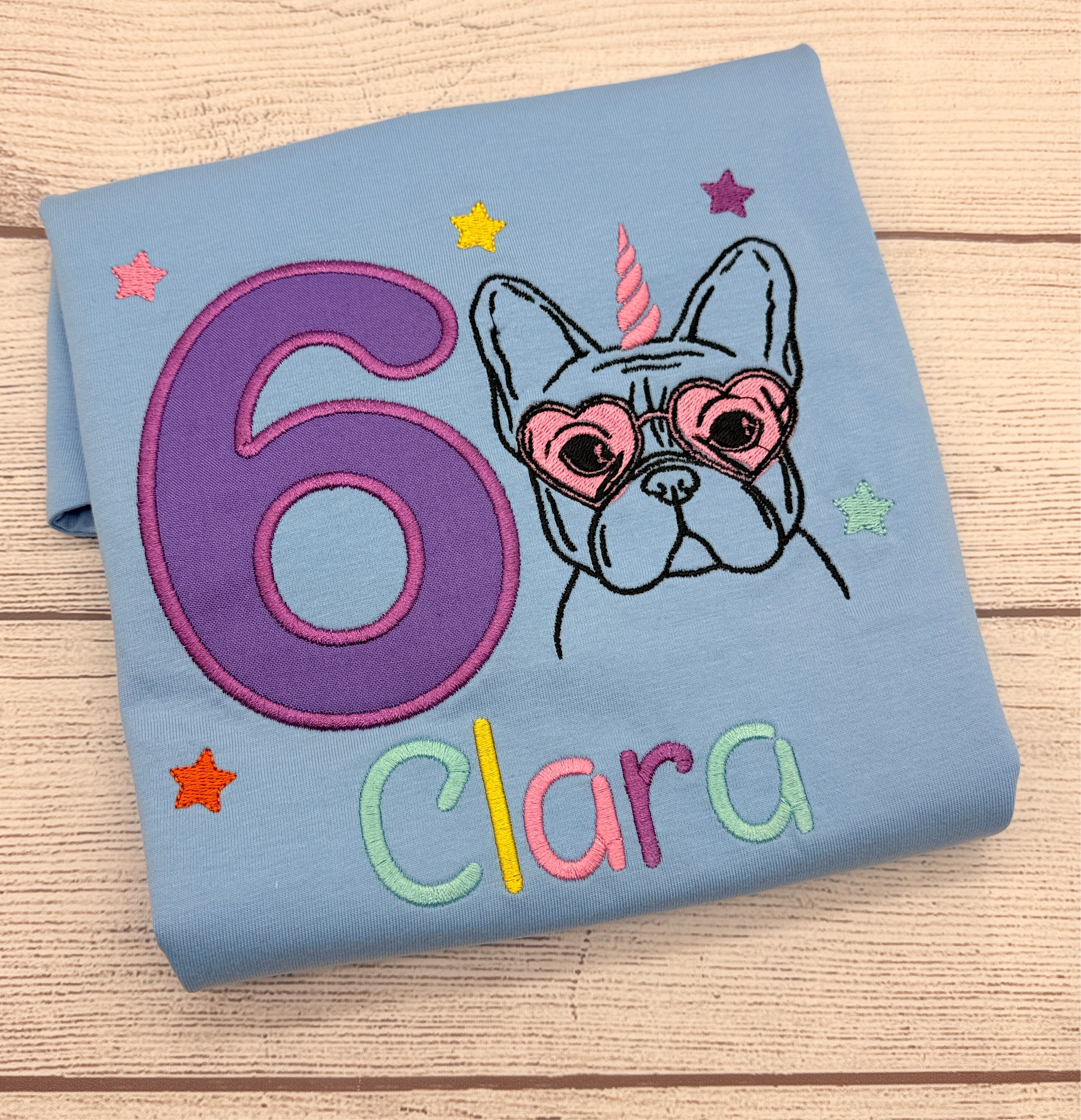 Einhorn Hund T-Shirt mit Name und Zahl