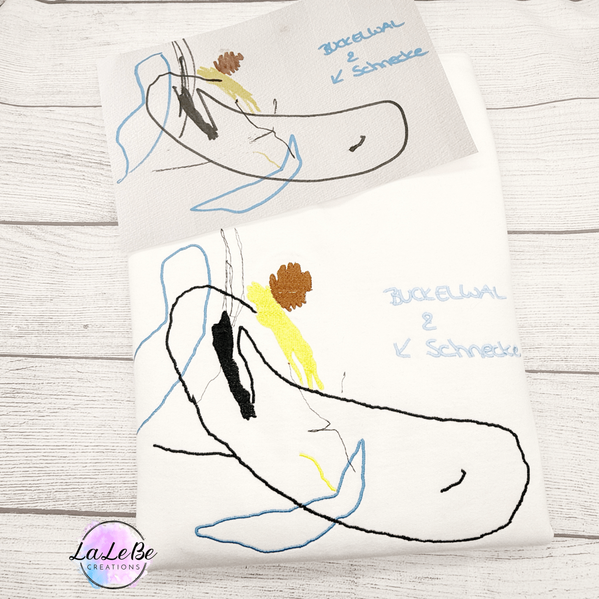 Besticktes Sweatshirt mit Kinderzeichnung / Weiß / XS