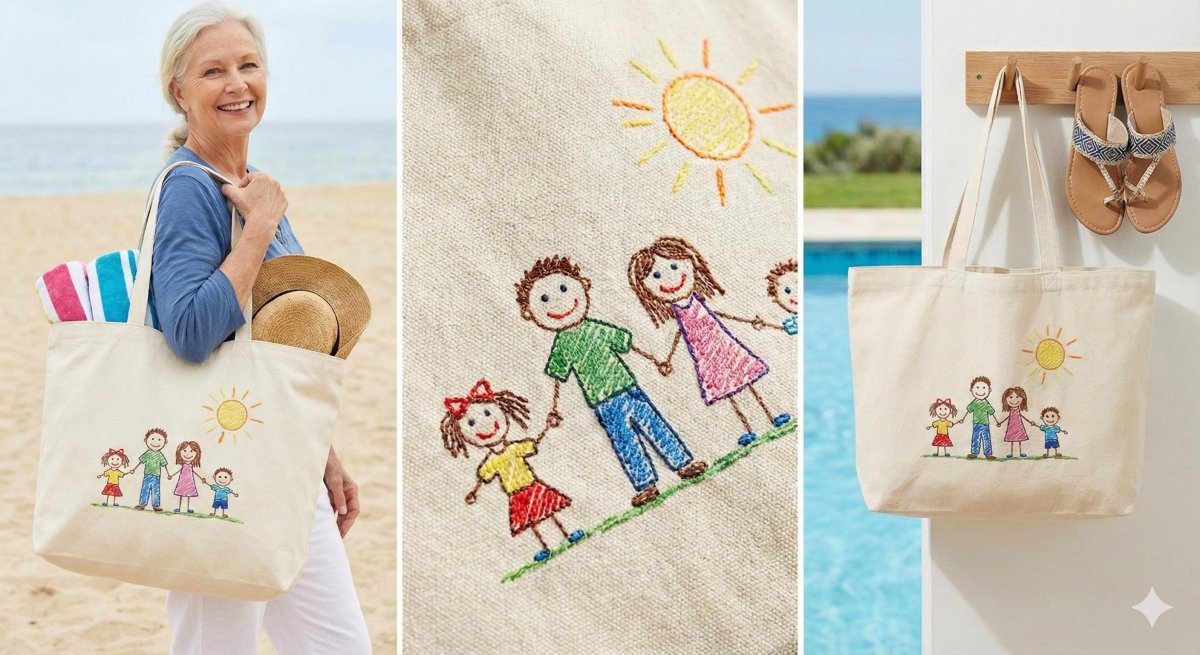 Bestickter Canvas Shopper personalisiert mit Kinderzeichnung – Lifestyle – LaLeBe Creations