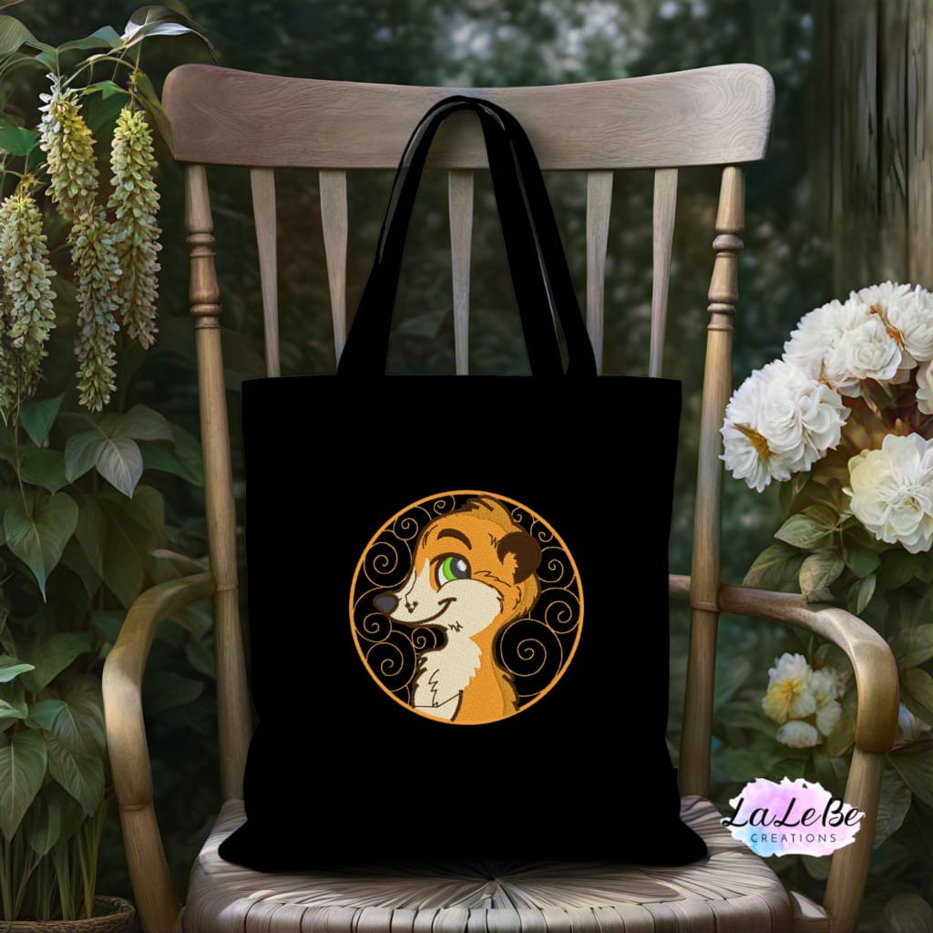 Besticktes Erdmännchen Baumwolltasche Stofftasche / Navy