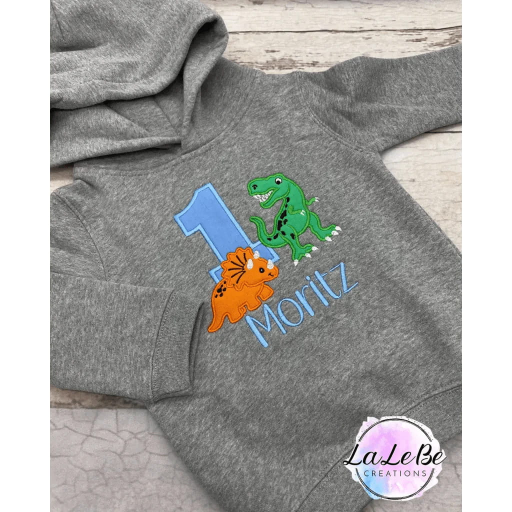 Dinosaurier Geburtstagspullover für Kinder Hoodie / Grau