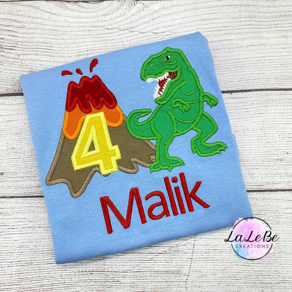 Dinosaurier T-Rex und Vulkan Geburtstagsshirt Dino