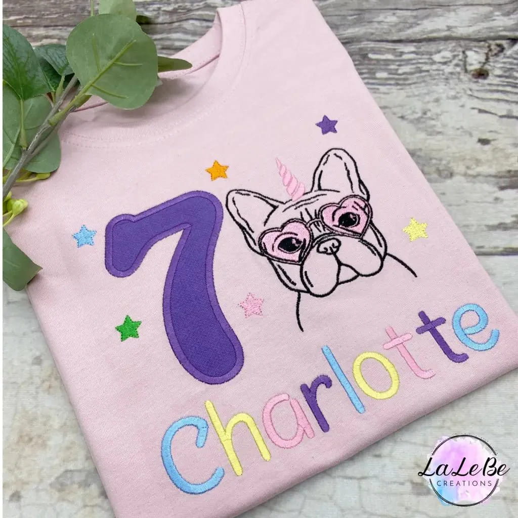 Einhorn Hund T-Shirt mit Name und Zahl