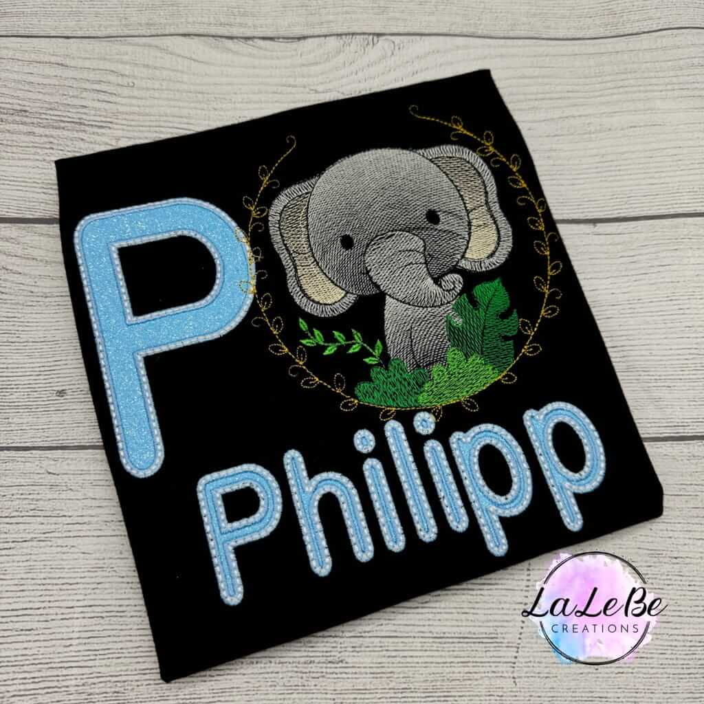 Elefant Geburtstagsshirt für Kinder - Bestickt und Personalisiert - Mit Glitzer - lalebecreations.de