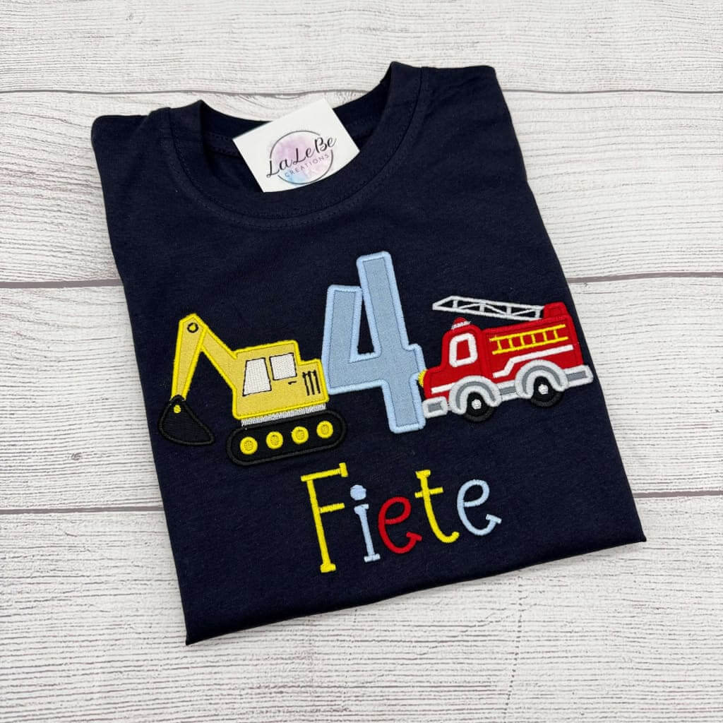 Geburtstag Shirt Bagger & Feuerwehr mit Name