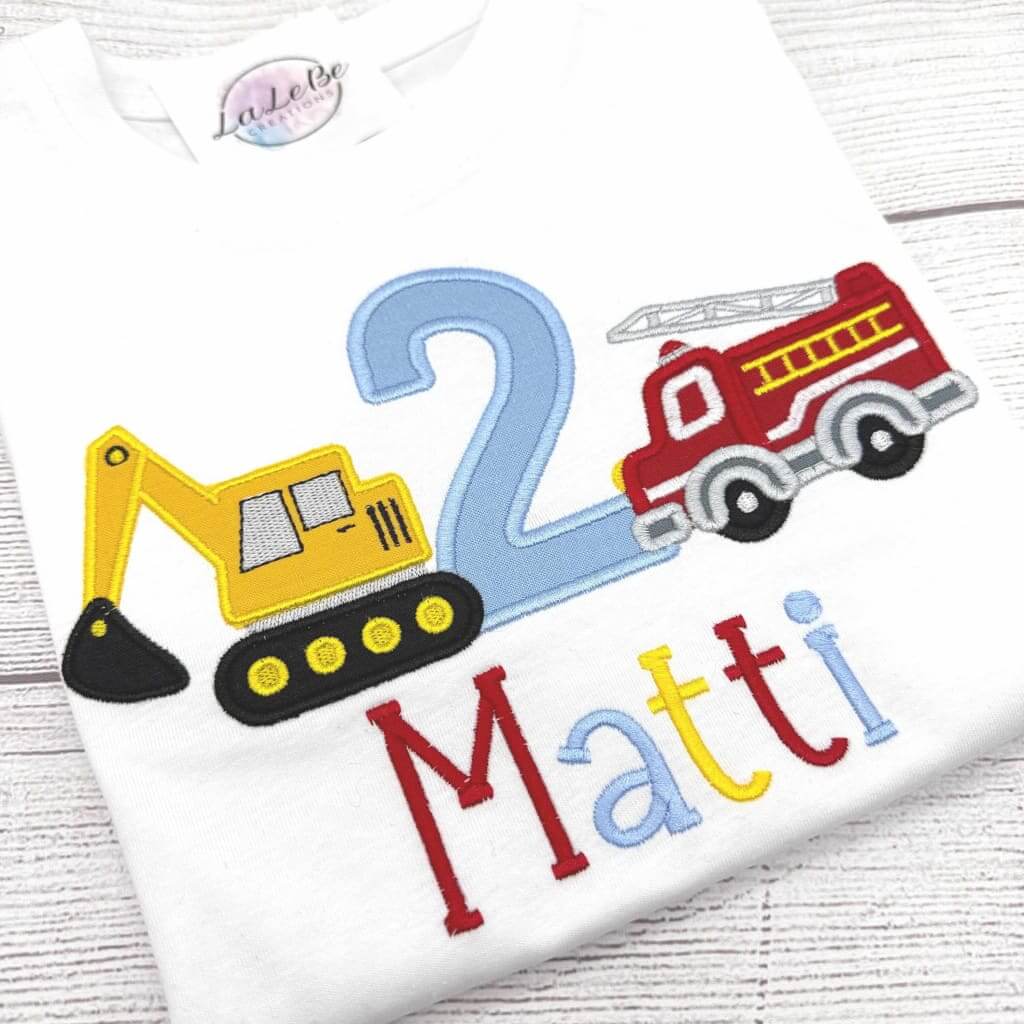 Geburtstag Shirt Bagger & Feuerwehr mit Name