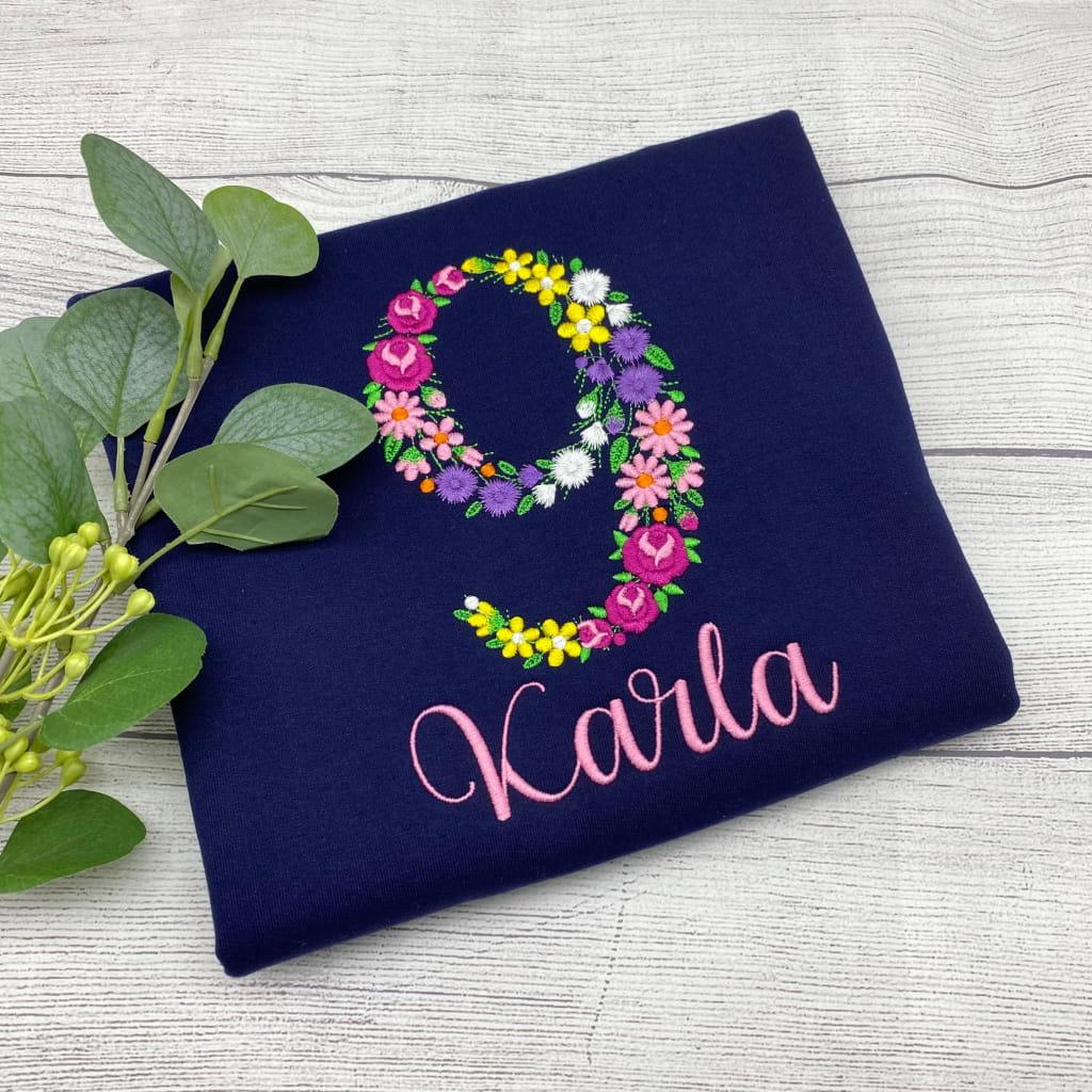 Geburtstags- Pullover mit Blumenzahlen