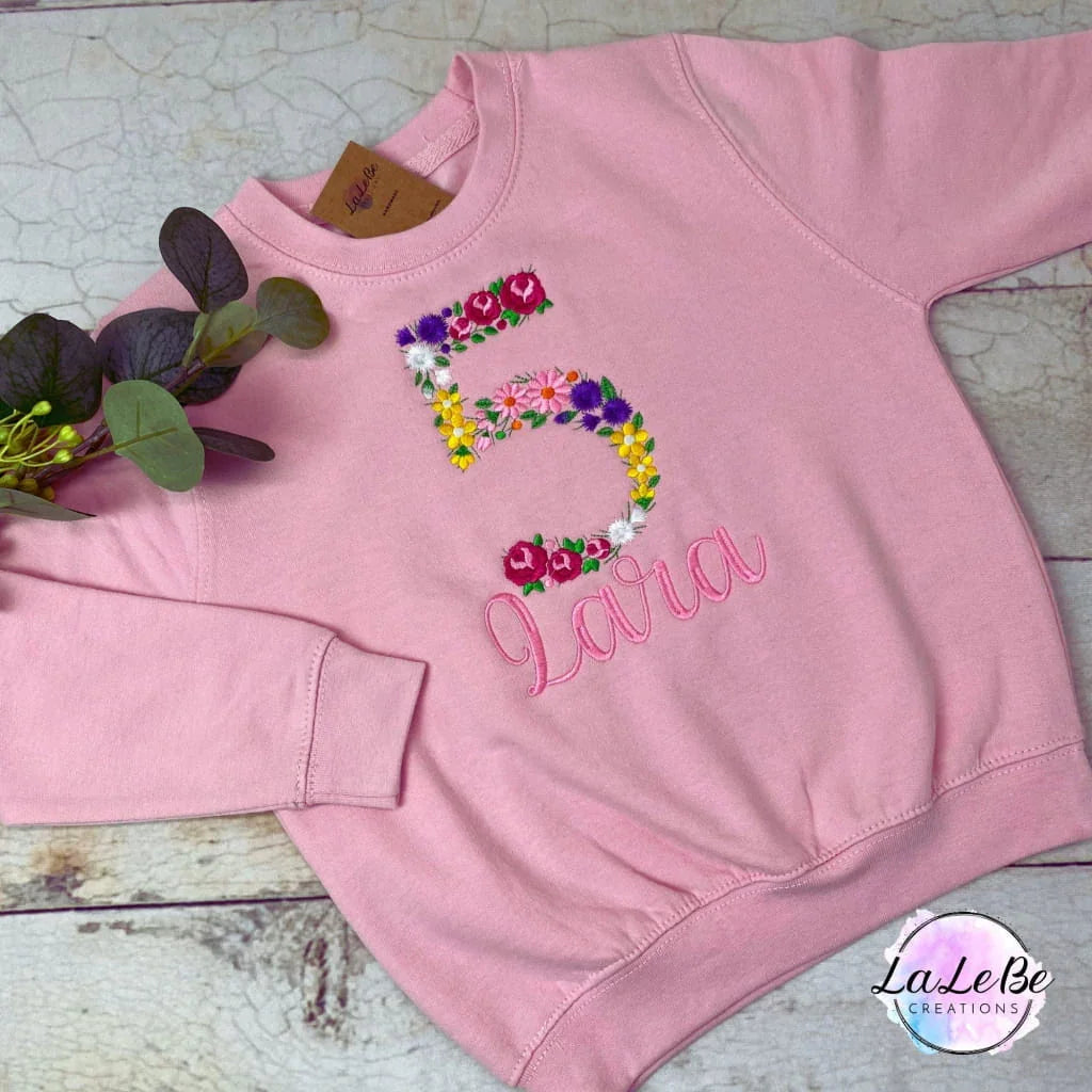 Geburtstags- Pullover mit Blumenzahlen