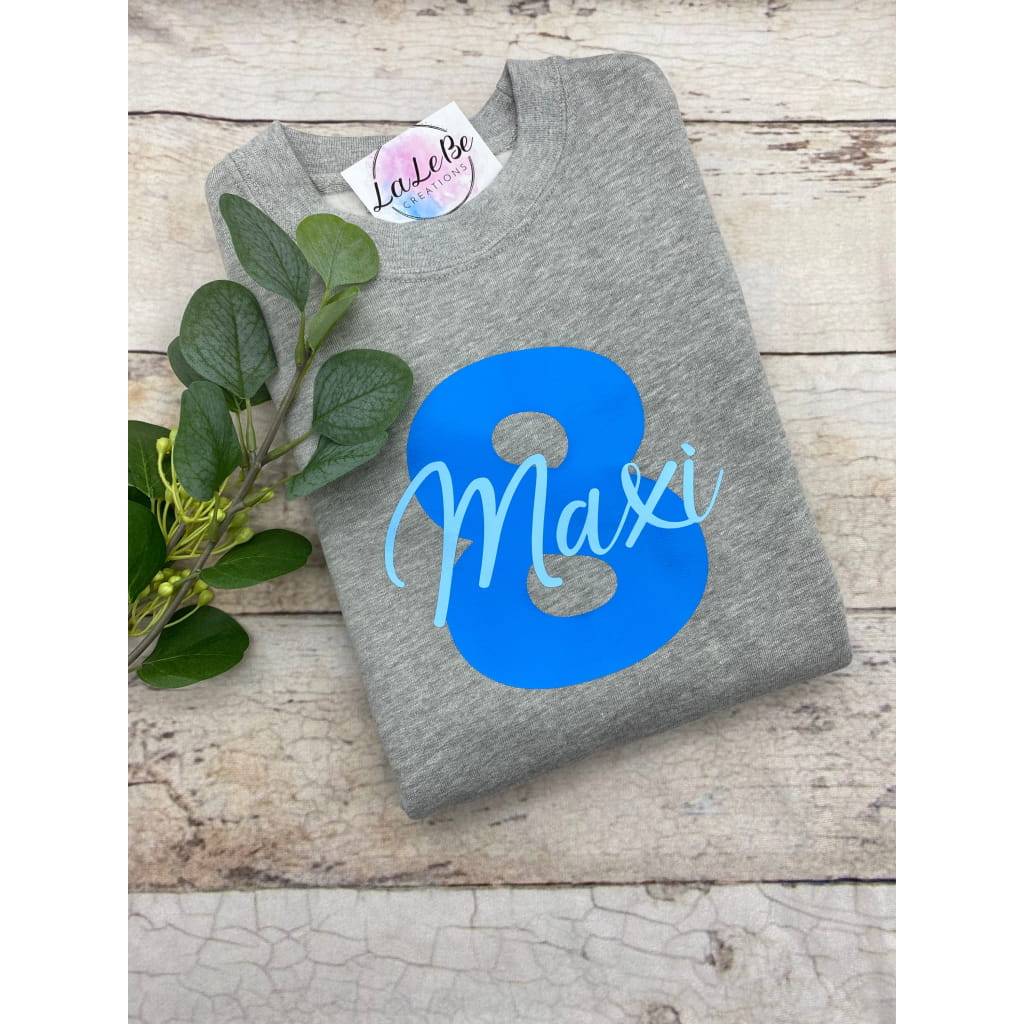 Geburtstagspullover für Kinder mit Zahl und Name