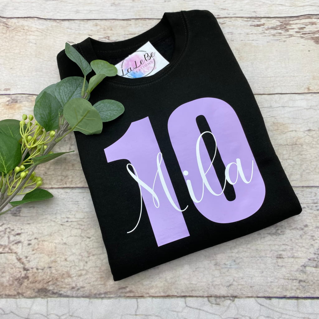 Geburtstagspullover für Kinder mit Zahl und Name