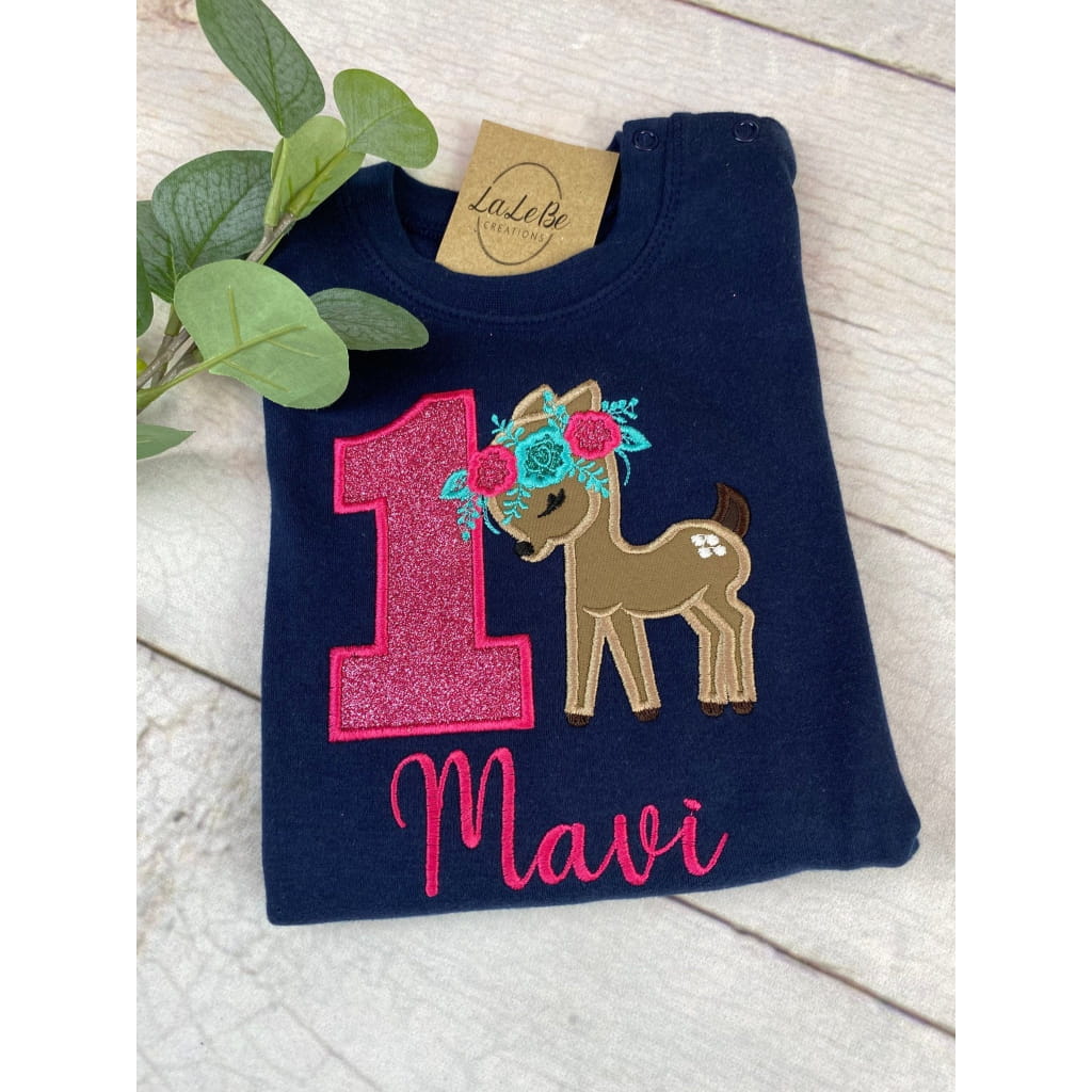 Geburtstagsshirt für Mädchen mit Hirschmotiv