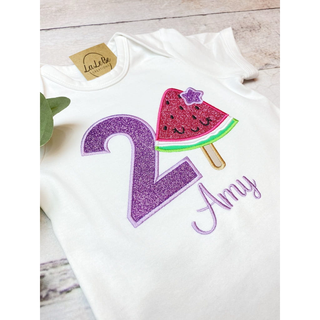 Geburtstagsshirt mit Wassermelone Eis Motiv und Namen