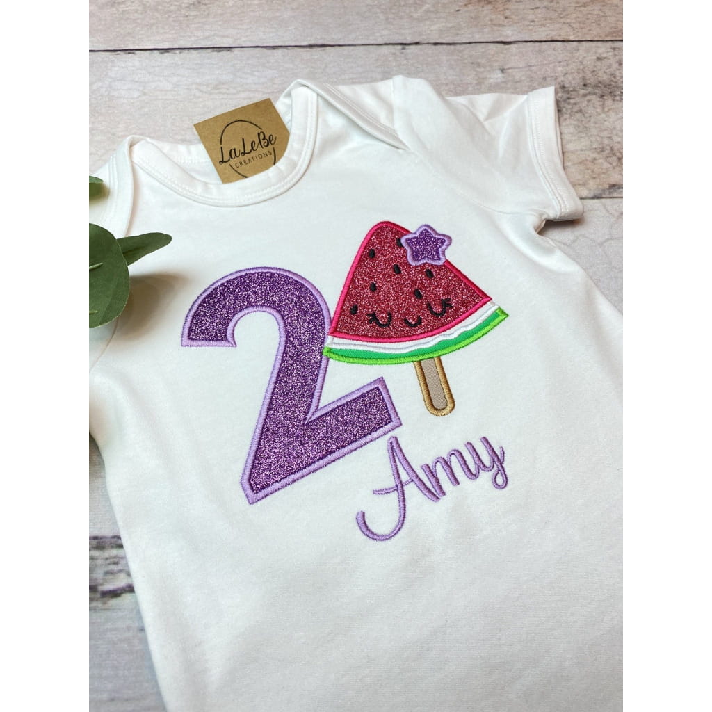 Geburtstagsshirt mit Wassermelone Eis Motiv und Namen