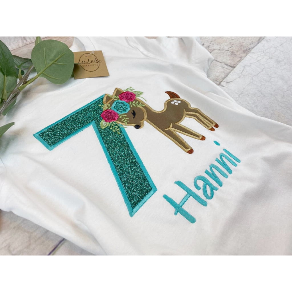 Hirsch Reh Geburtstagsshirt für Mädchen
