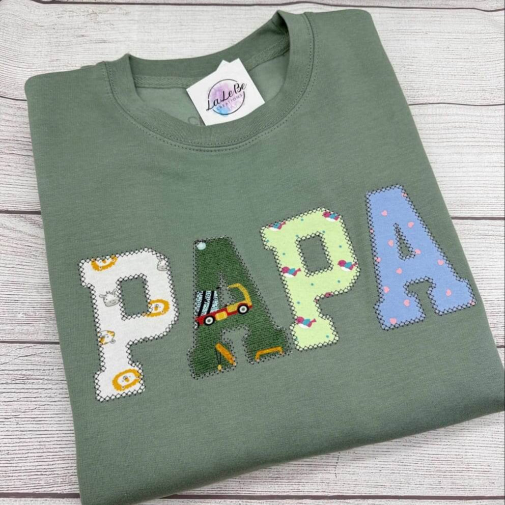 Keepsake Sweatshirt Papa, Familien - Erinnerungssweatshirt, Personalisiert mit Kinderkleidung - lalebecreations.de