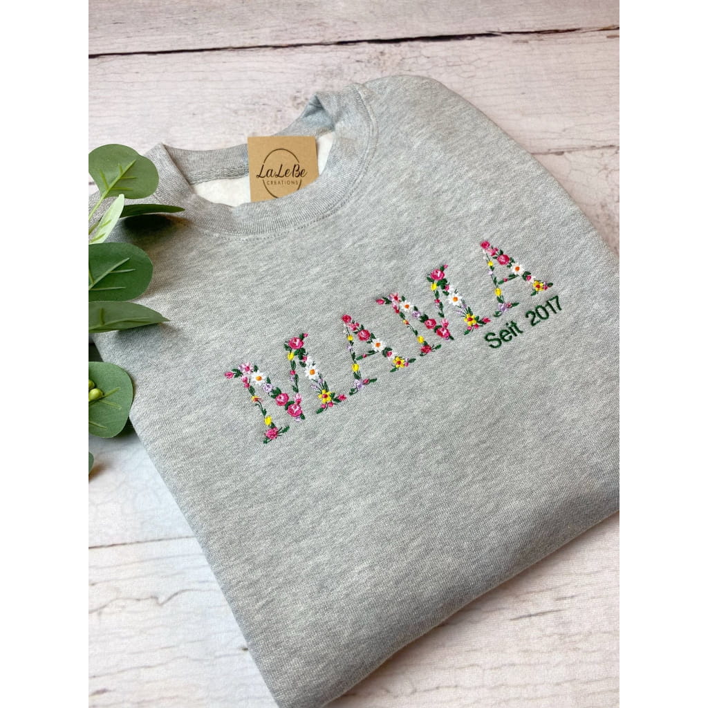 MAMA Sweatshirt personalisiert mit Geburtsjahrgang Grau