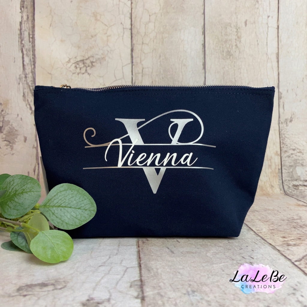 Personalisierte Kosmetiktasche für Mama und Oma Navy / S