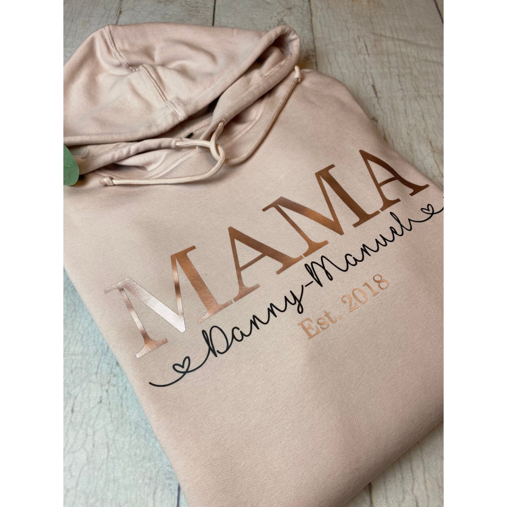 Personalisierter MAMA Hoodie mit Kindernamen Soft Rosé / XS