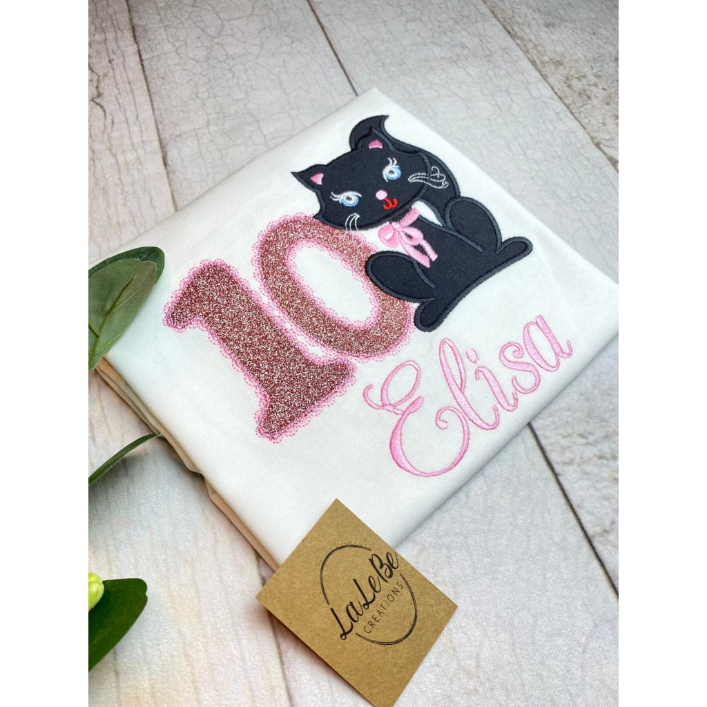 Personalisiertes Katzen Geburtstagsshirt für Mädchen