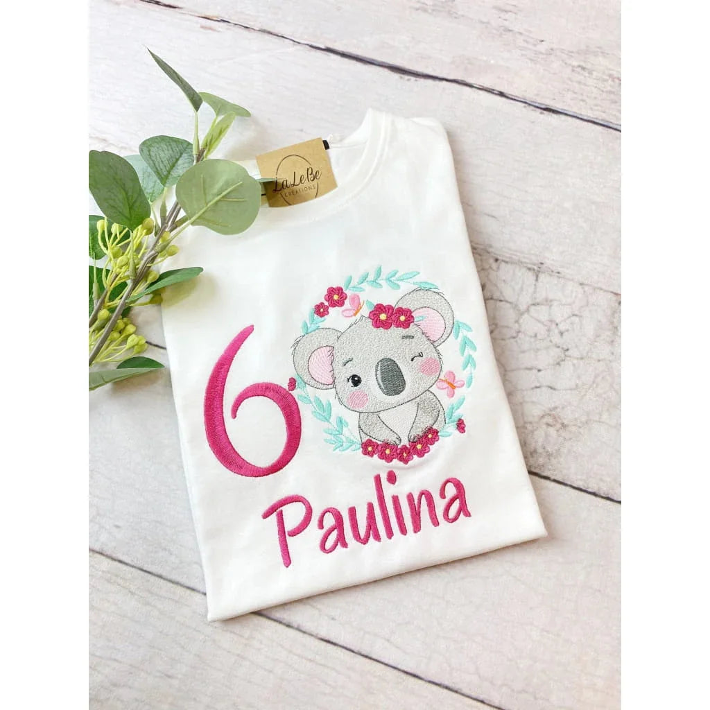 Personalisiertes Koala Geburtstags-Shirt für Mädchen