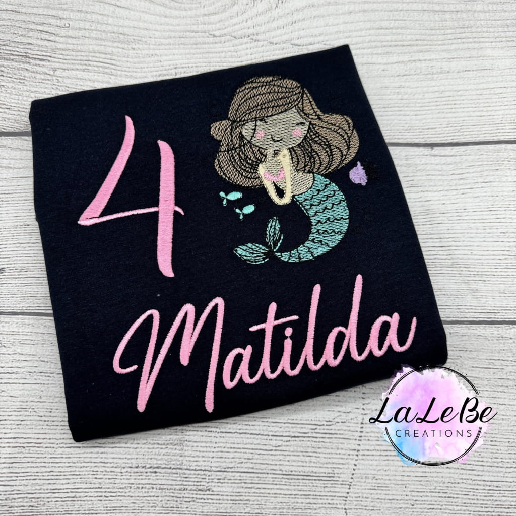 Personalisiertes Meerjungfrau-Geburtstagsshirt für Mädchen