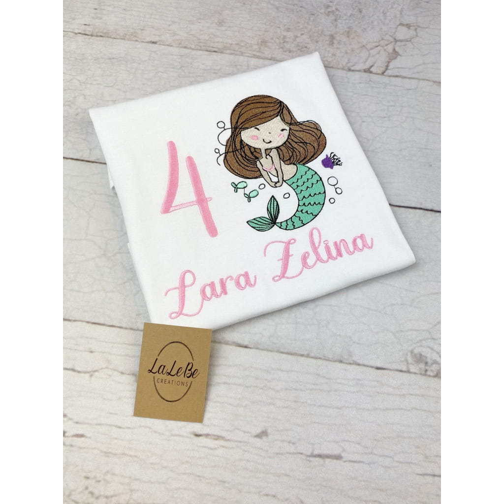 Personalisiertes Meerjungfrau-Geburtstagsshirt für Mädchen