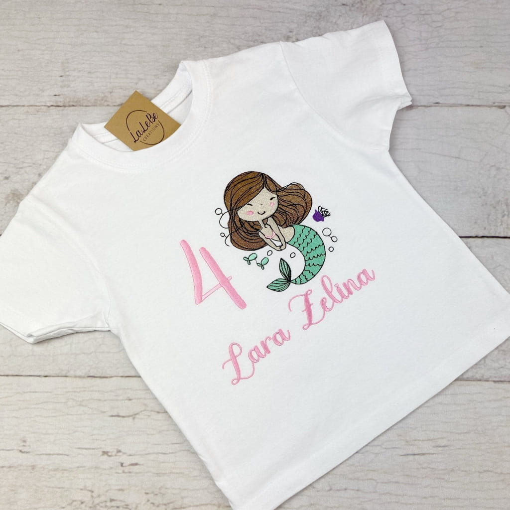 Personalisiertes Meerjungfrau-Geburtstagsshirt für Mädchen