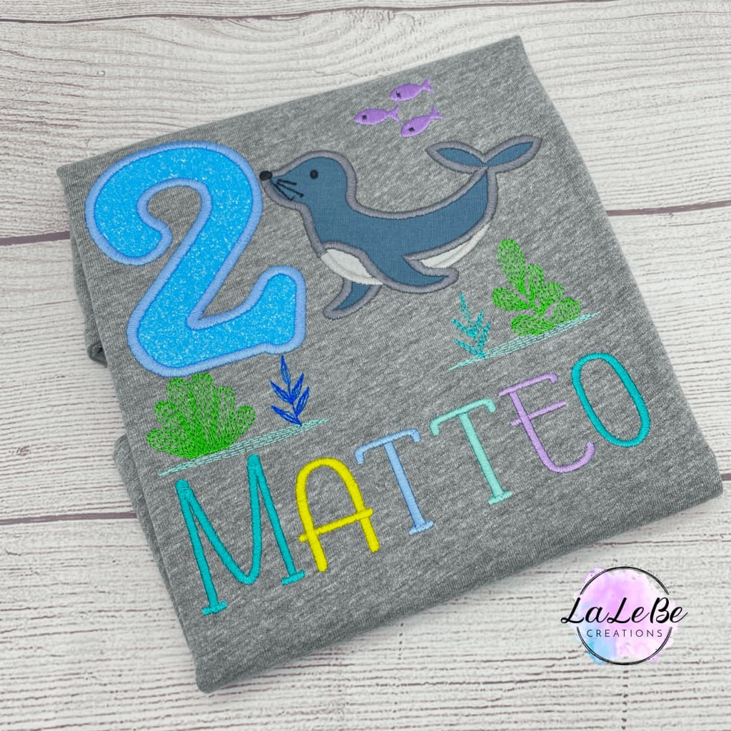 Seehund Geburtstagsshirt personalisiert mit Name und Alter