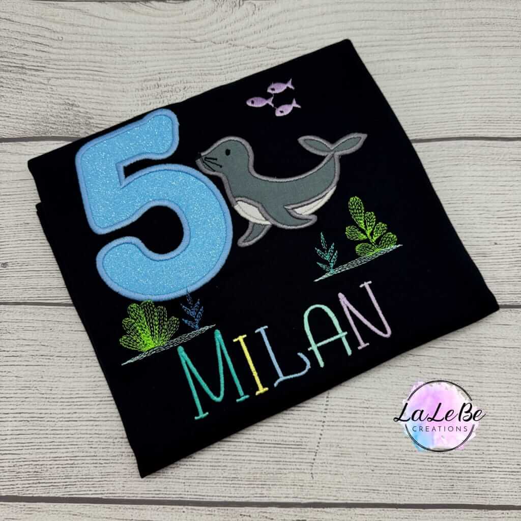 Seehund Geburtstagsshirt personalisiert mit Name und Alter