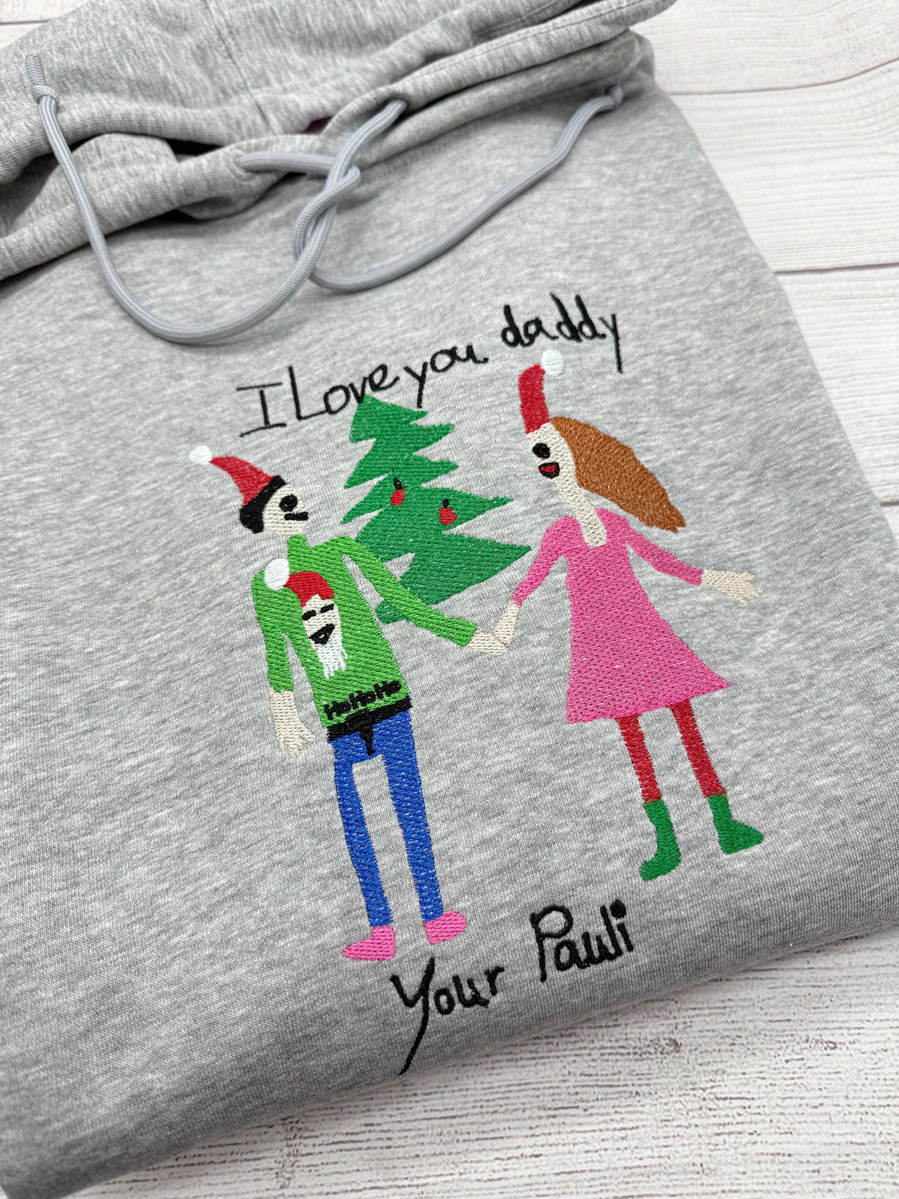 Besticktes Sweatshirt mit Kinderzeichnung