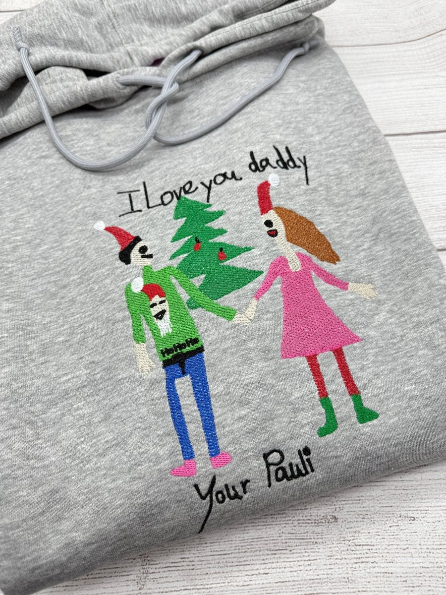 Besticktes Sweatshirt mit Kinderzeichnung
