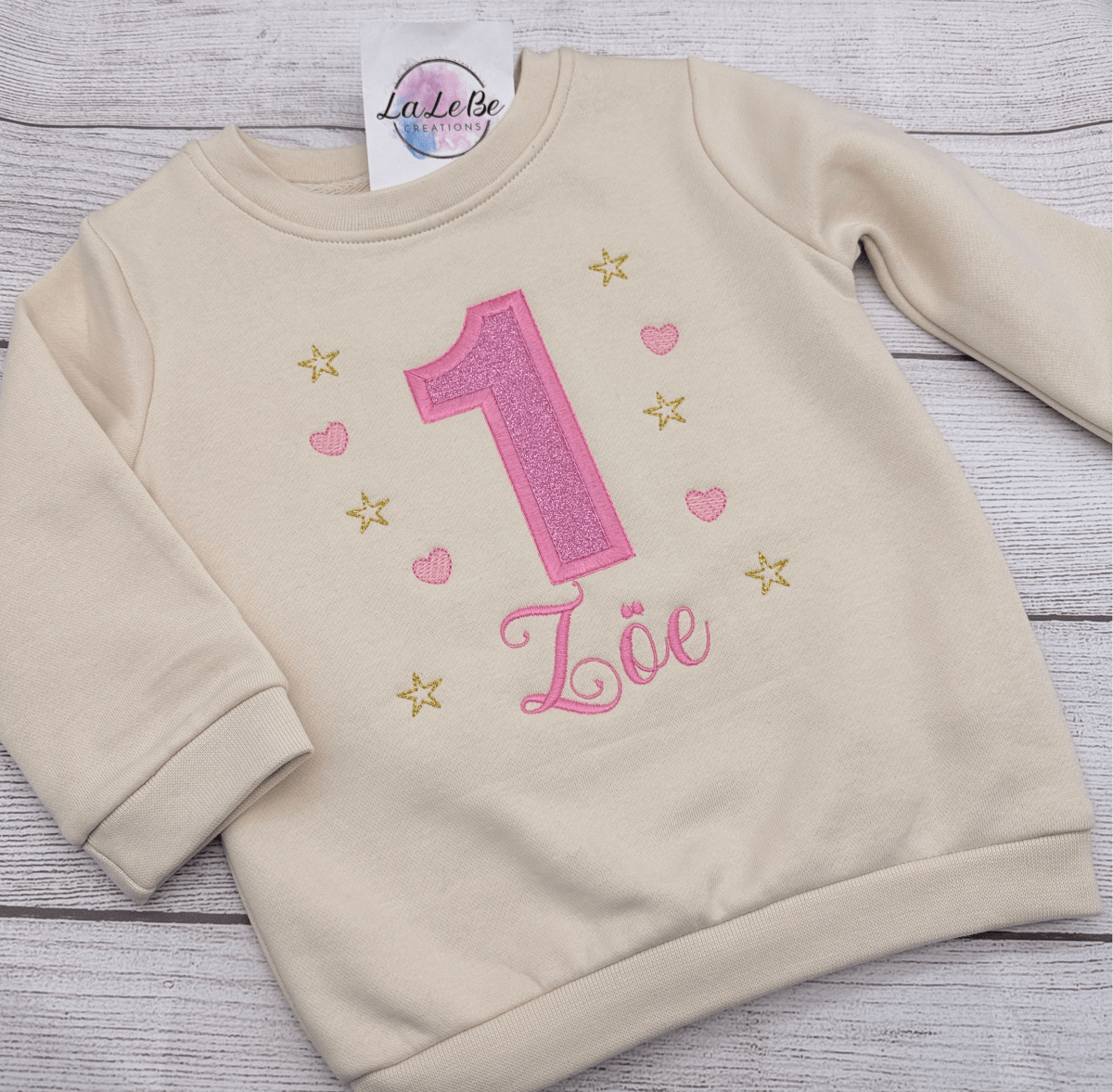 Personalisiertes Geburtstagsshirt mit Name und Glitzer-Zahl
