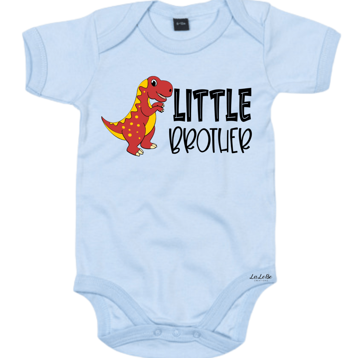 Little Brother Body Dinosaurier – Baby-Body hellblau mit T-Rex und Little Brother Schriftzug
