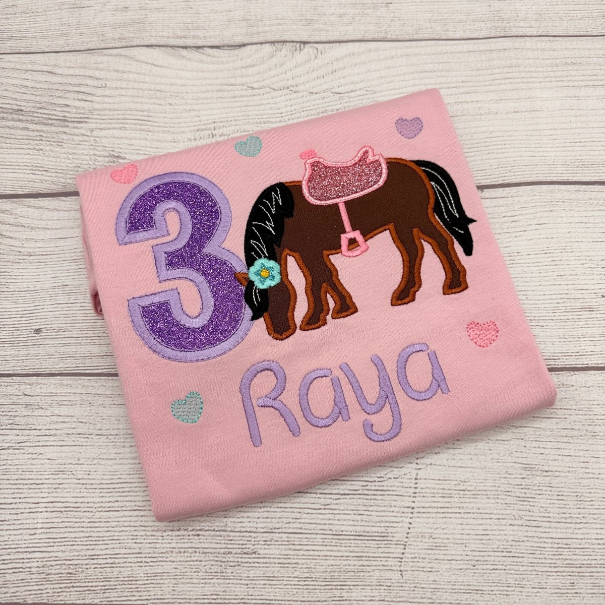 Personalisiertes Geburtstagshirt Pferd mit Name und Alter - Mädchen T-Shirt