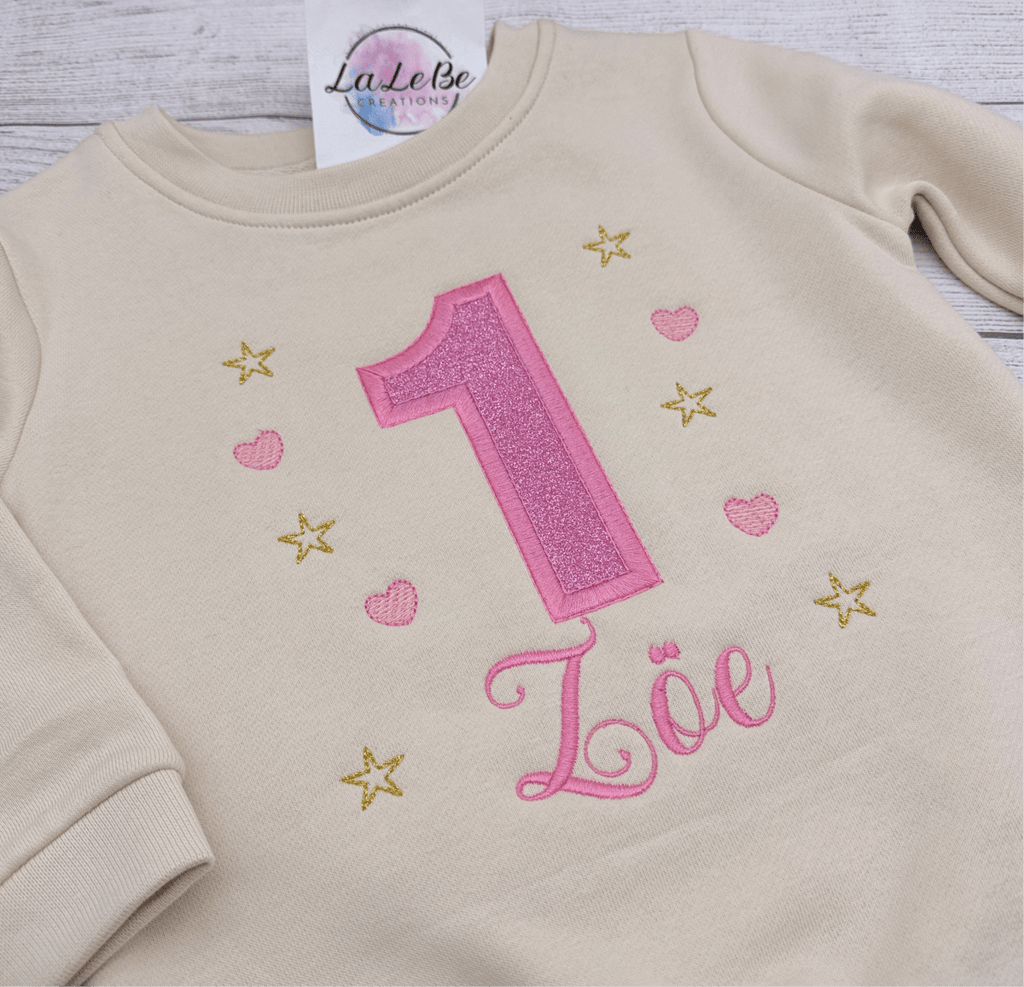 Personalisiertes Geburtstagsshirt mit Name und Glitzer-Zahl (Bild 7 von 7)