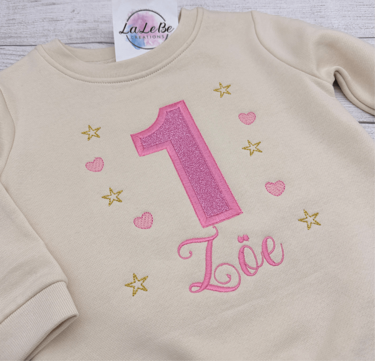Personalisiertes Geburtstagsshirt mit Name und Glitzer-Zahl (Bild 7 von 7)