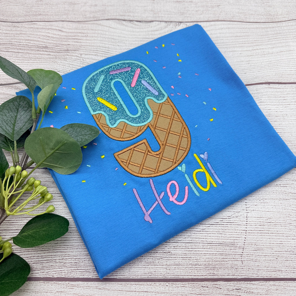 Personalisiertes Geburtstagsshirt mit Eis, Streuseln und Glitzer (Bild 6 von 18)