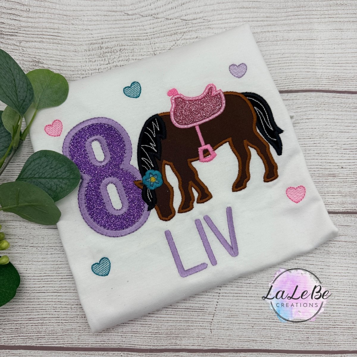 Personalisiertes Geburtstagshirt Pferd mit Name und Alter - Mädchen T-Shirt
