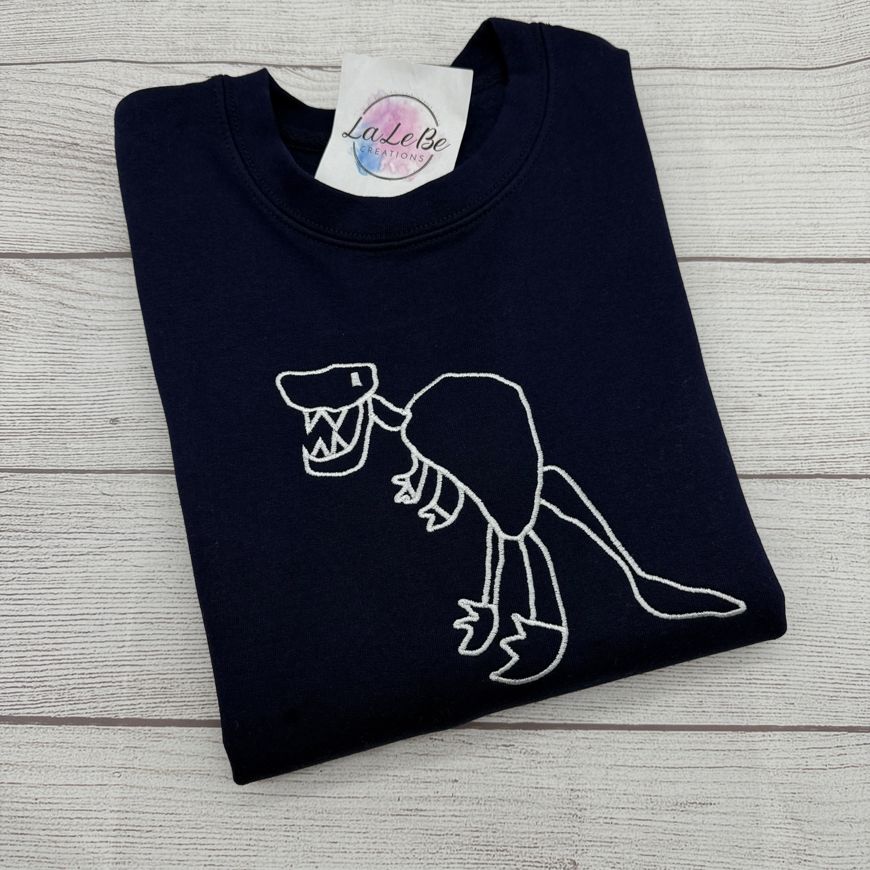 Besticktes Sweatshirt mit Kinderzeichnung - Navy