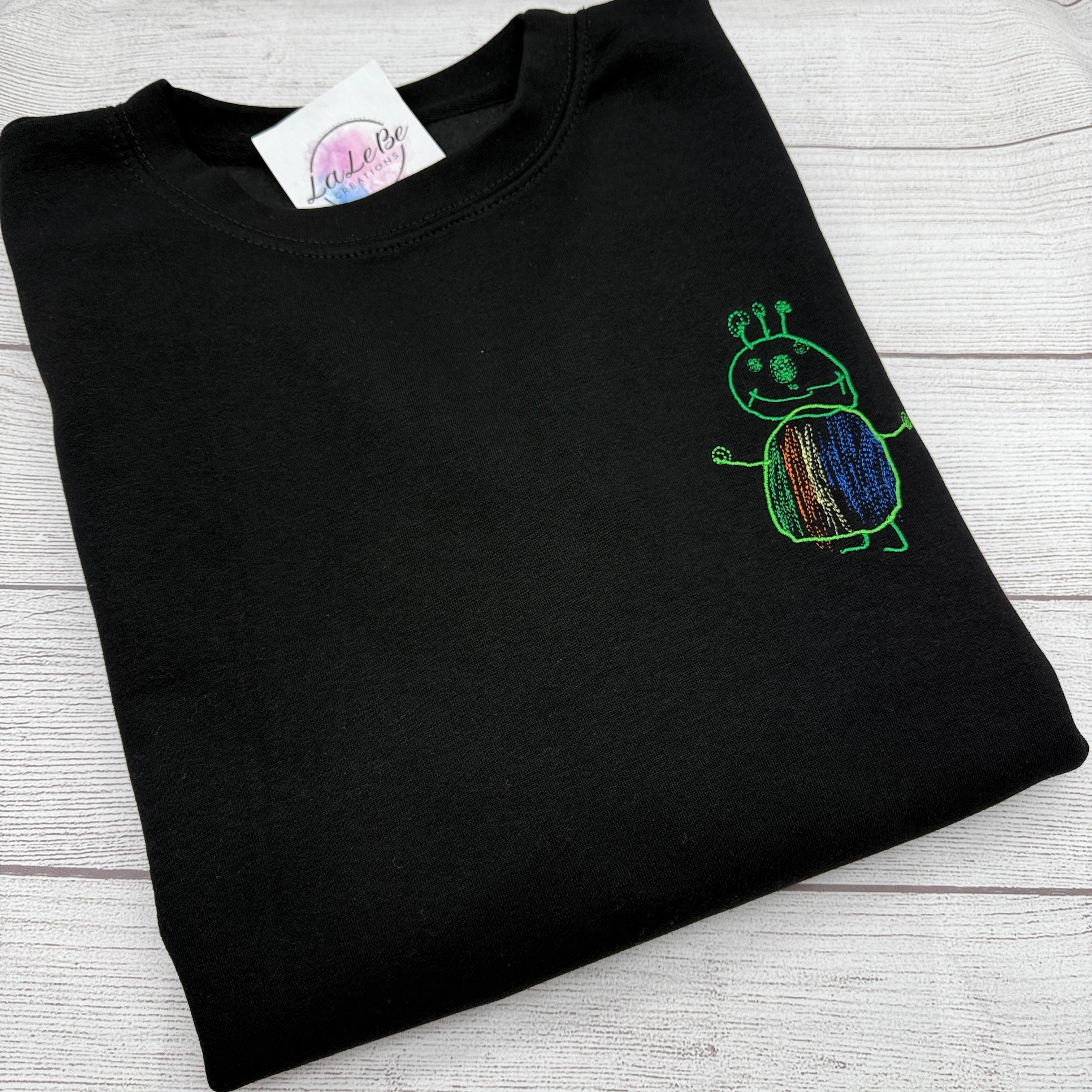 Besticktes Sweatshirt mit Kinderzeichnung