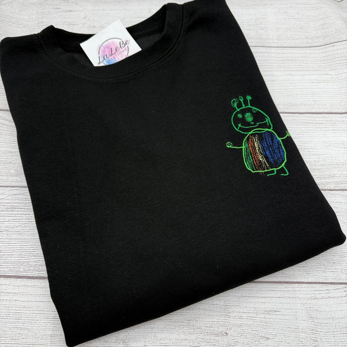 Besticktes Sweatshirt mit Kinderzeichnung