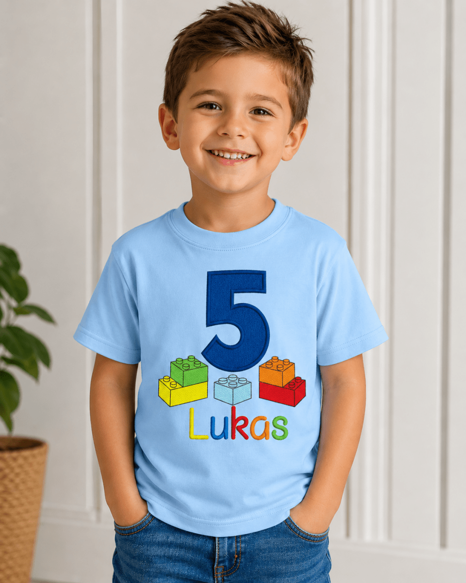 Klemmbaustein Geburtstagsshirt Jungen personalisiert