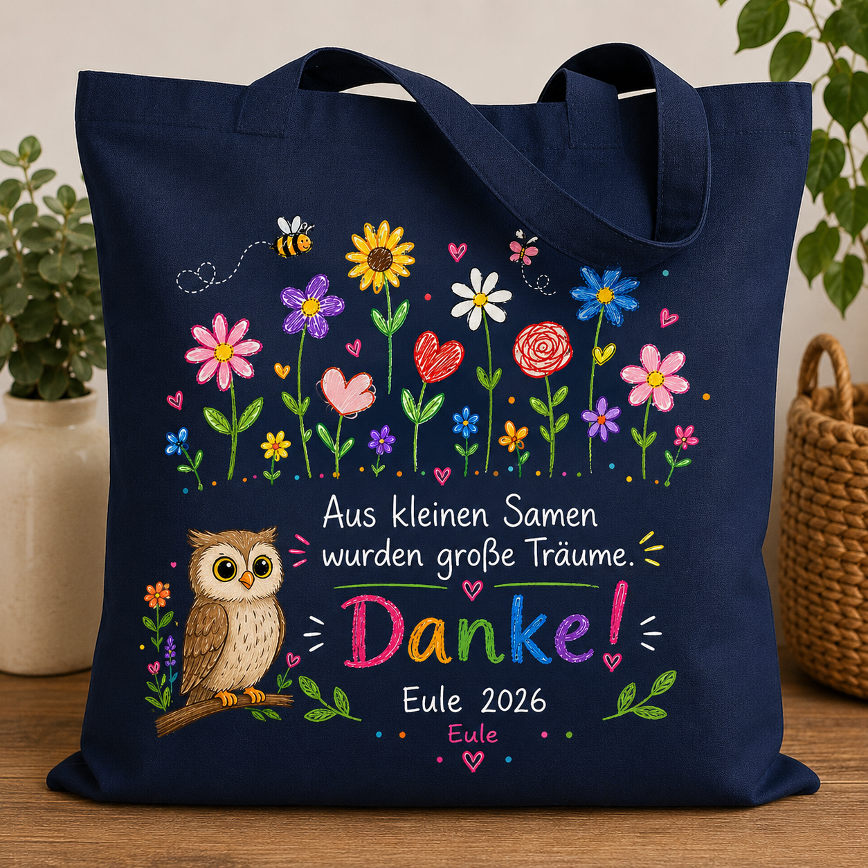 Lehrertasche mit Klassentier personalisiert – Danke Lehrerin