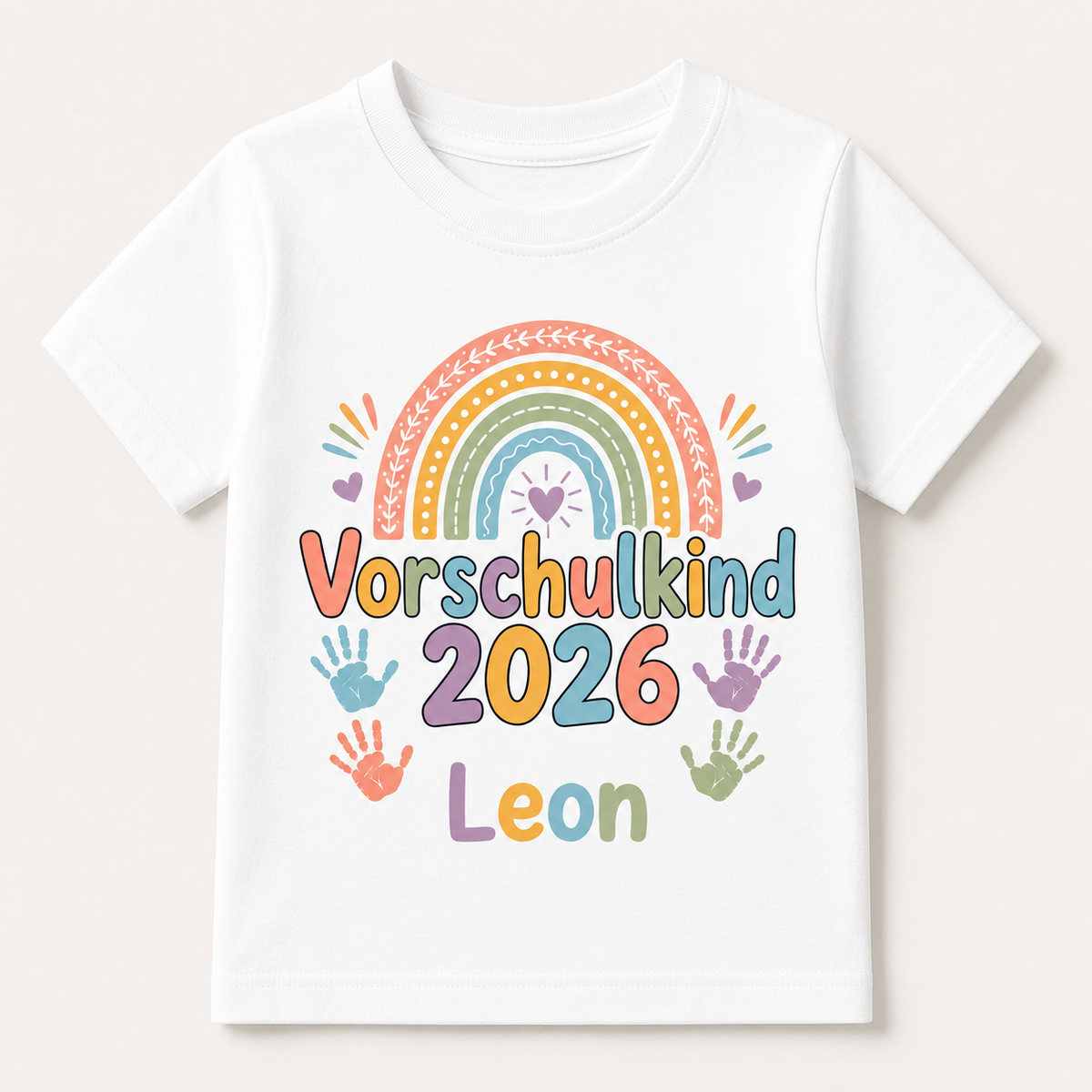 Vorschulkind 2026 Regenbogen T-Shirt personalisiert mit Name – LaLeBe Creations