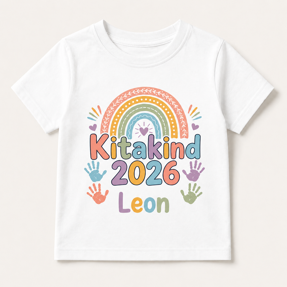 Kitakind 2026 Regenbogen T-Shirt personalisiert mit Name – LaLeBe Creations