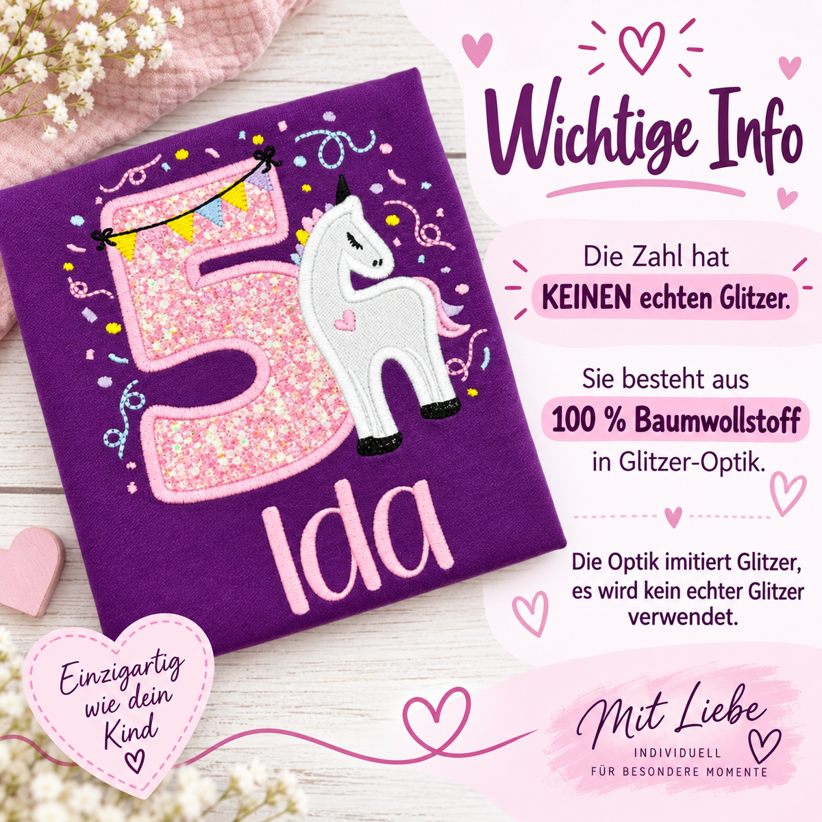 Einhorn  Geburtstagsshirt für Mädchen