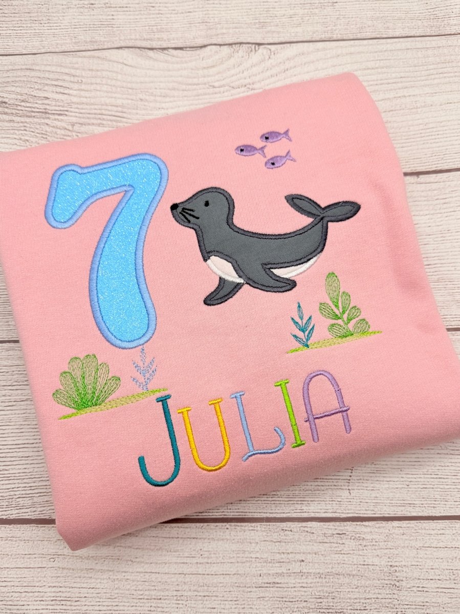 Seehund Geburtstagsshirt personalisiert mit Name und Alter