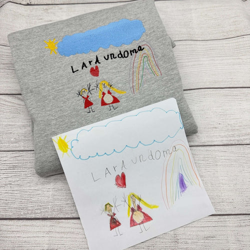 Besticktes Sweatshirt mit Kinderzeichnung