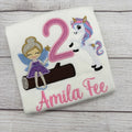 Fee und Einhorn Geburtstag T-Shirt für Kinder - Bestickt