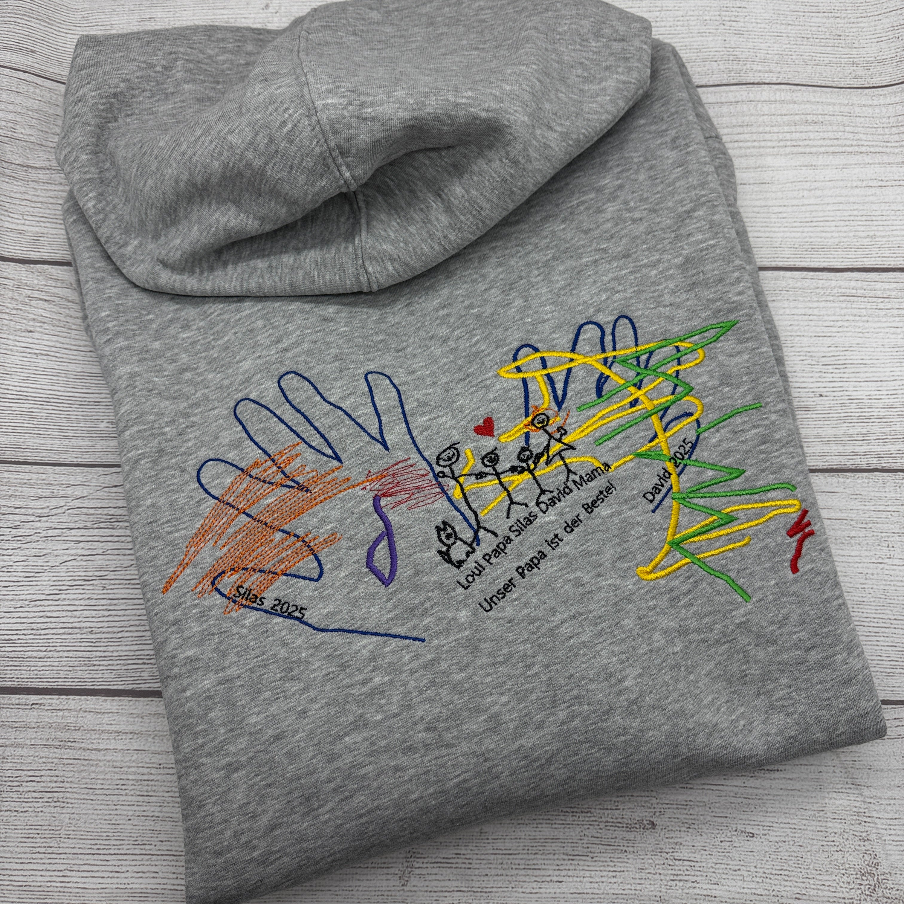 Besticktes Sweatshirt mit Kinderzeichnung